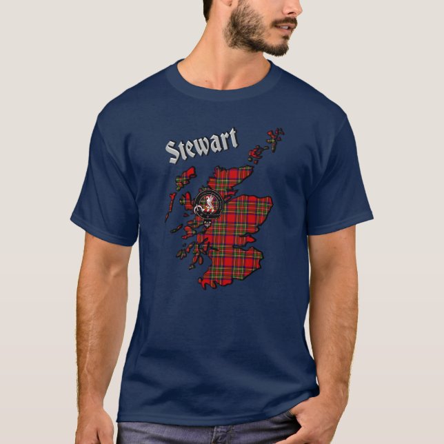 Camiseta Stewart Tartan Map & Badge T-Shirt (Anverso)