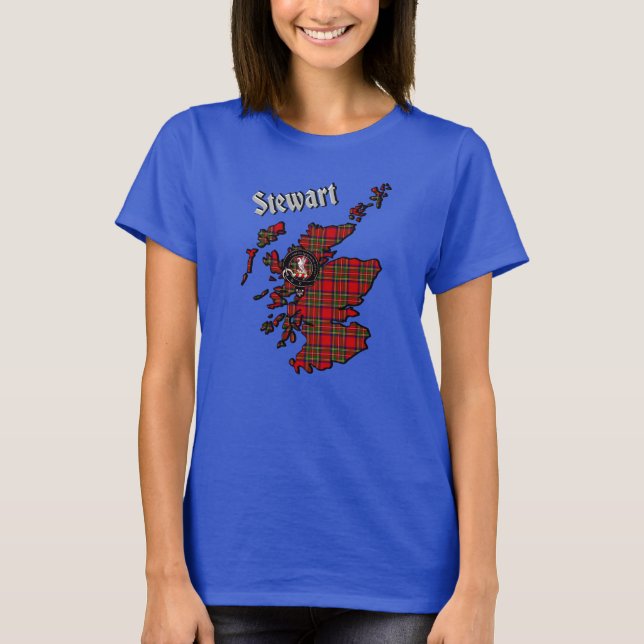 Camiseta Stewart Tartan Map & Badge Women's T-Shirt (Anverso)