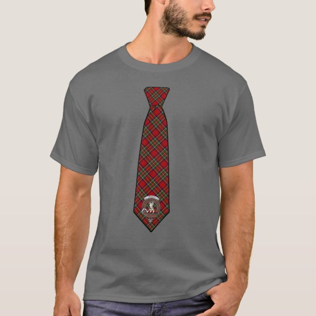 Camiseta Stewart Tartan Necktie T-Shirt con placa (Anverso)