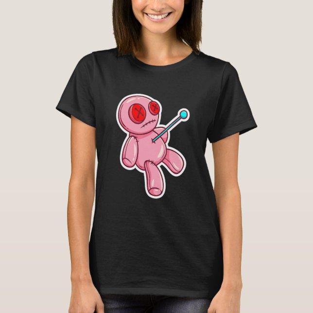 Camiseta Sticker Goth Creepy Cute Voodoo Doll For Teens (Anverso)
