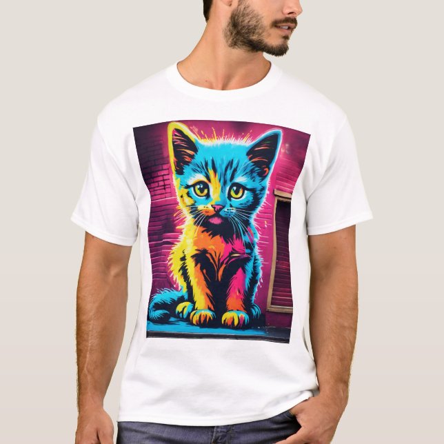 Camiseta Sticky Kitty–Vibrant Cursive Graffiti Logo T-Shirt (Anverso)