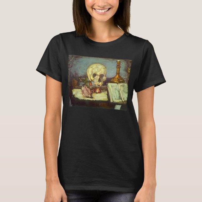 Camiseta Still Life w Skull, Candle, Libro de Paul Cezanne (Anverso)