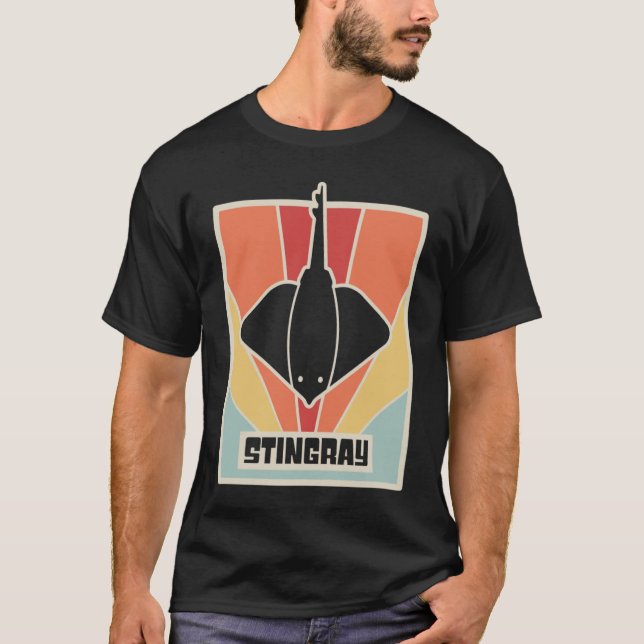 Camiseta Stingray (Criatura oceánica de Sting Ray y Retro d (Anverso)