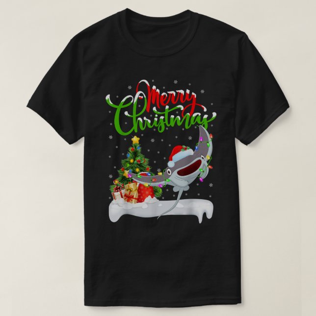 Camiseta Stingray Fish Lover Xmas Lighting Stingray Christm (Diseño del anverso)