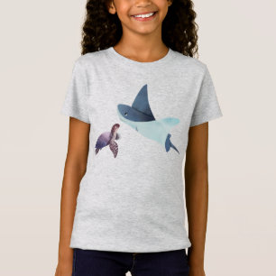 Camiseta Stingray y tortuga personalizadas bajo el mar