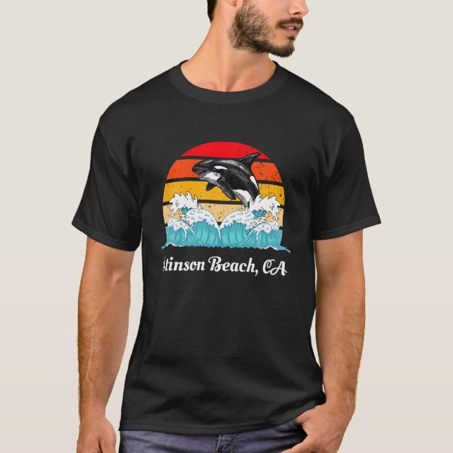 Camiseta Stinson Beach CA Orca Killer Whale Art (Anverso)