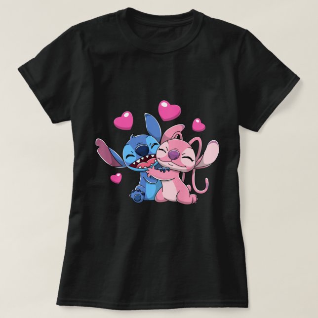 Camiseta Stitch &amp; Angel Valentines 1 (Diseño del anverso)