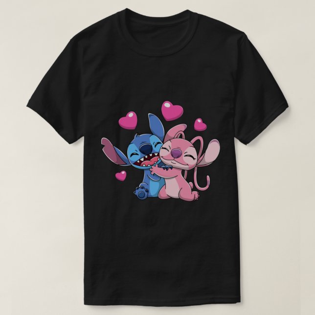Camiseta Stitch &amp; Angel Valentines 1 (Diseño del anverso)