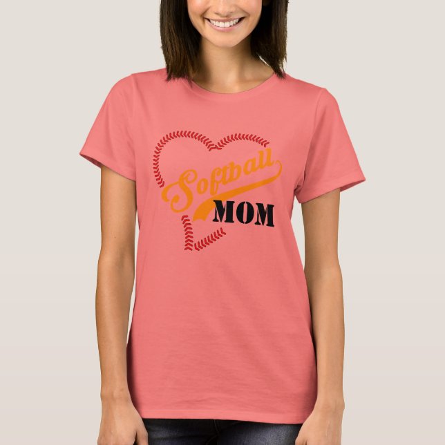 Camiseta Stitch Heart Softball Mamá Ringer personalizado TS (Anverso)