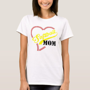 Camiseta Stitch Heart Softball Mom Personalized White TShir