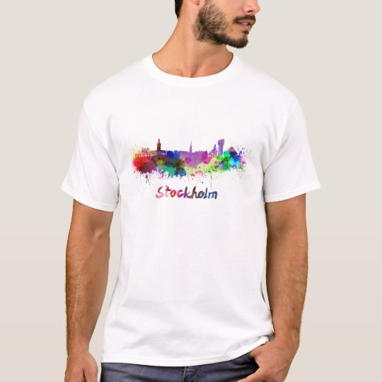 Camiseta Stockholm skyline in watercolor