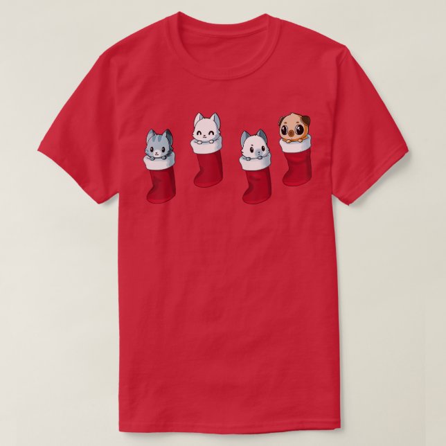 Camiseta Stocking Stuffers Navidades Cat Xmas Lights Pajama (Diseño del anverso)