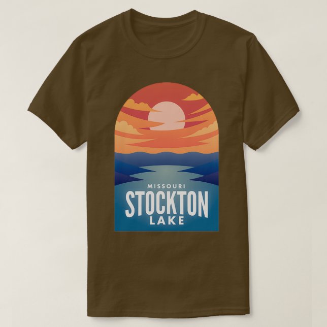 Camiseta Stockton Lake MO Retro Sunset (Diseño del anverso)