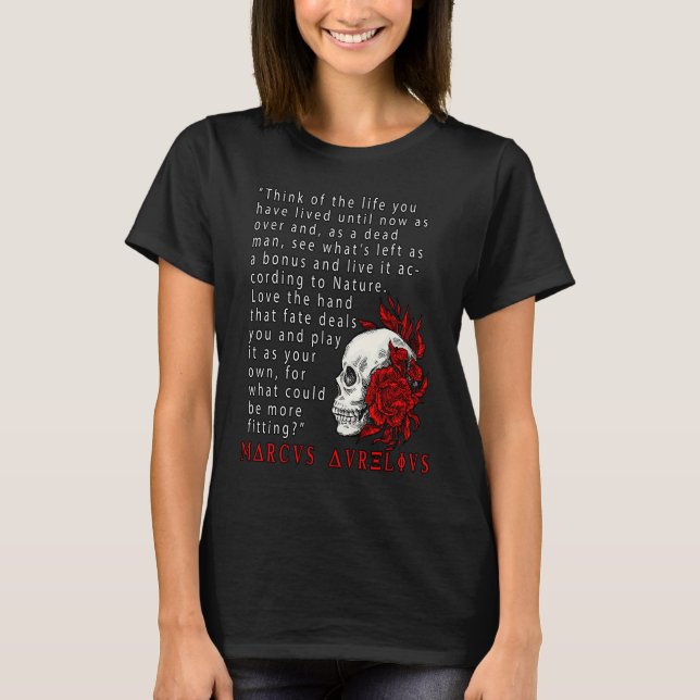 Camiseta Stoic Quote Marcus Aurelius and Skull Stoicism (Anverso)
