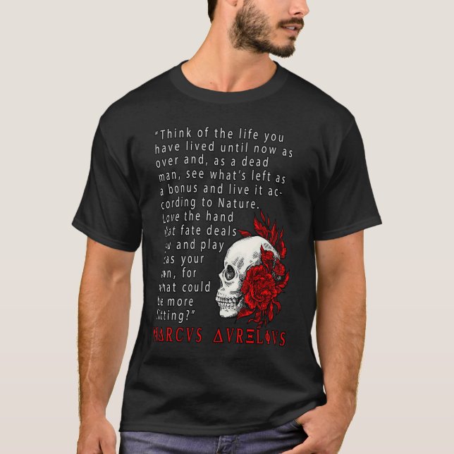 Camiseta Stoic Quote Marcus Aurelius and Skull Stoicism (Anverso)