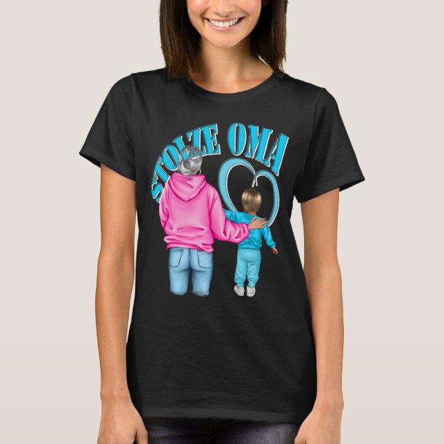Camiseta stolze Oma Enkelin blonde Haare Herz T-Shirt (Anverso)