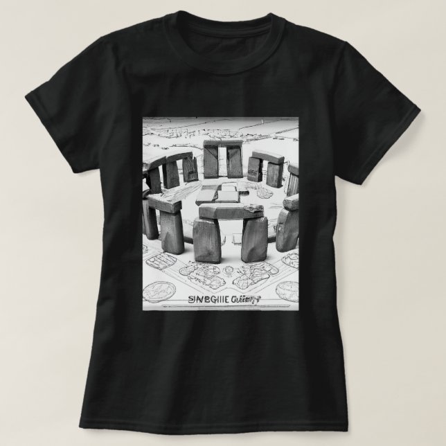 Camiseta Stonehenge Blueprint Antiguos Lugares Megalíticos (Diseño del anverso)