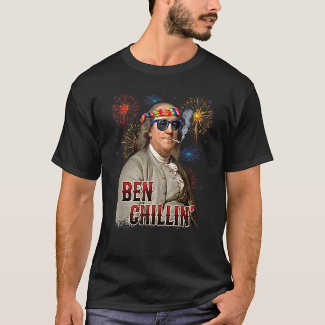 Camiseta Stoner Ben Franklin De Ben Chillin Fuego El 4 De J (Anverso)