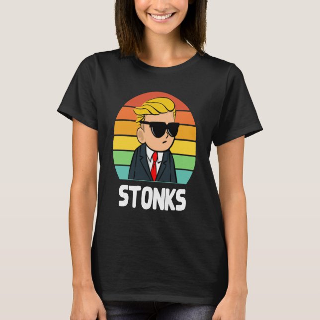 Camiseta Stonks Pocket Design Tendies Bets Stocks Only Go U (Anverso)