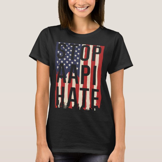 Camiseta Stop AAPI Hate, Stop Asian Hate Flag (Anverso)