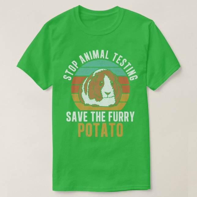 Camiseta Stop Animal Testing Funny Furry Potato For Guinea  (Diseño del anverso)