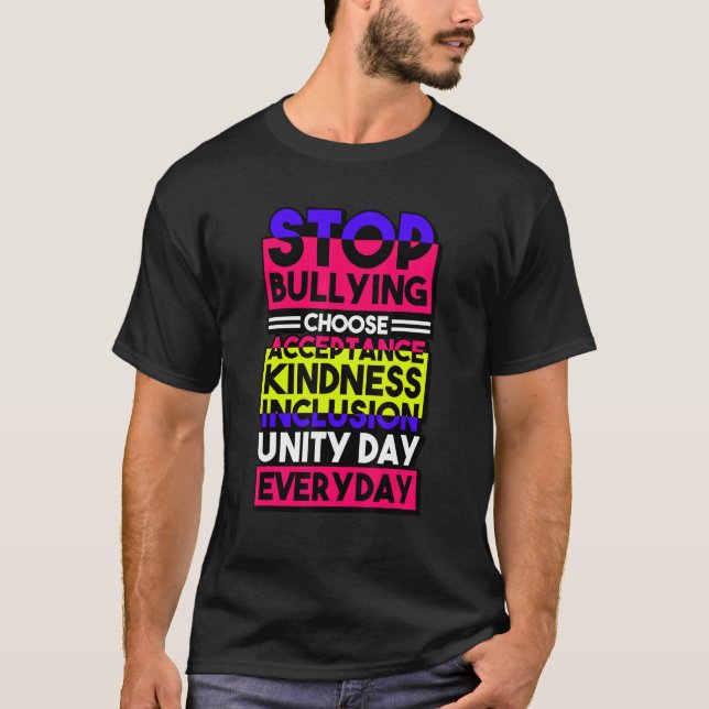 Camiseta Stop Bullying Choose Acceptance Kindness Inclusion (Anverso)