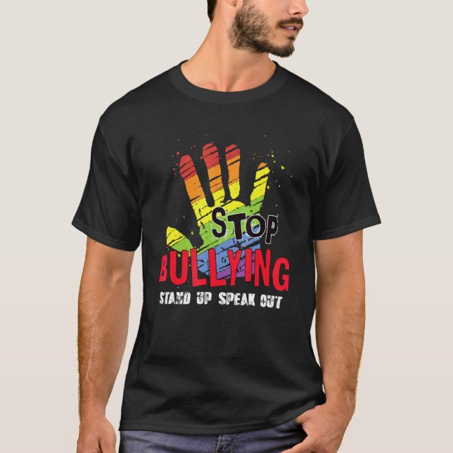 Camiseta Stop Bullying Hand Supporter Stand Up Speak Anti B (Anverso)