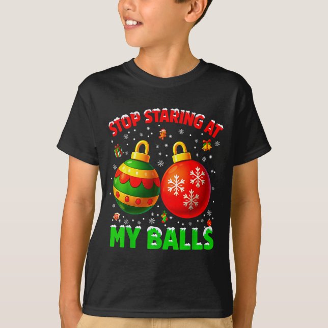 Camiseta Stop Staring At My Pjs Pajamas Christmas Xmas Men  (Anverso)
