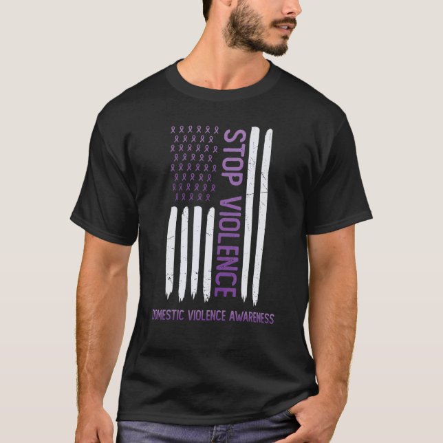 Camiseta Stop Violence American USA Flag Domestic Violence  (Anverso)