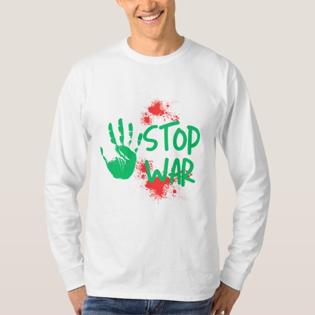Camiseta Stop War – Bold Handprint Anti-War Graphic Design (Anverso)