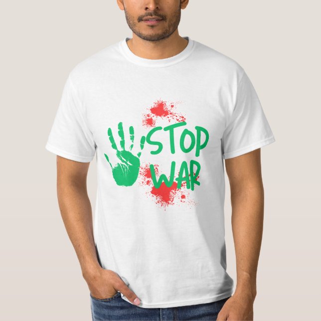Camiseta Stop War – Bold Handprint Anti-War Graphic Design (Anverso)