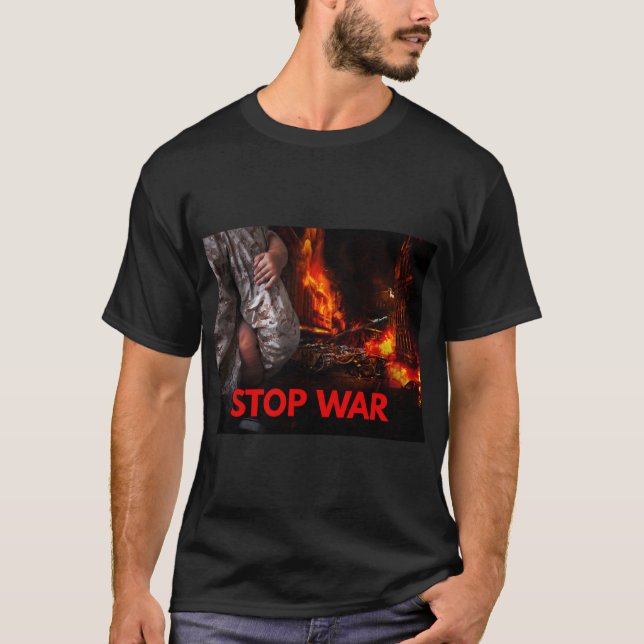 Camiseta Stop War, Stand With Ukraine, Support Ukraine, (Anverso)