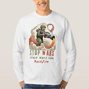 Camiseta Stop Wars -dgn.1 de Maaya_Prints, Men's LSleeve