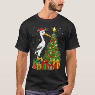 Camiseta Stork Bird navidad navideña Santa Stork Árbol de N