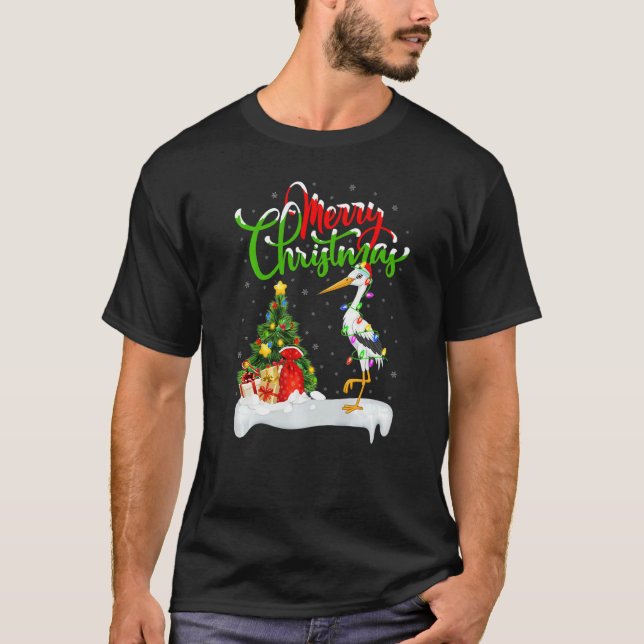 Camiseta Stork Bird  Xmas Decoration Santa Stork Christmas (Anverso)