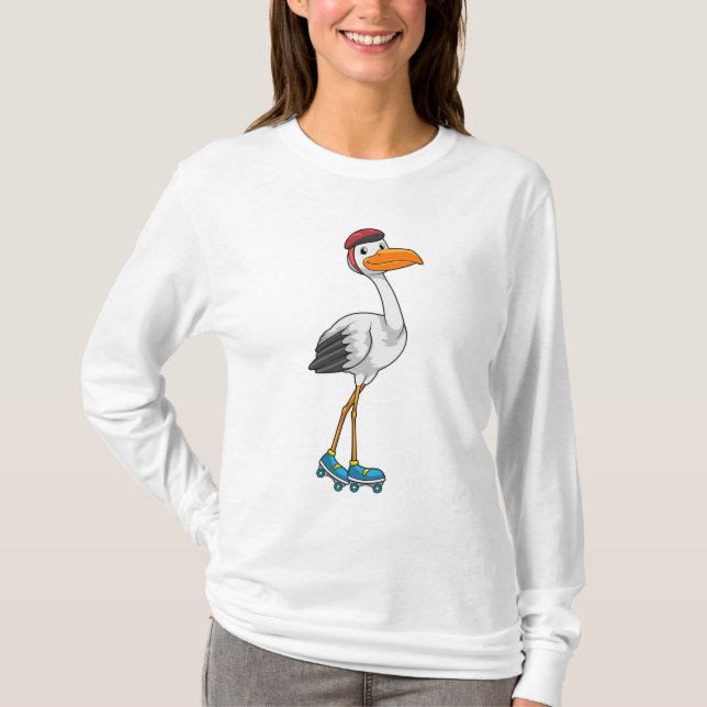 Camiseta Stork como patinador en línea con patines de patin (Anverso)
