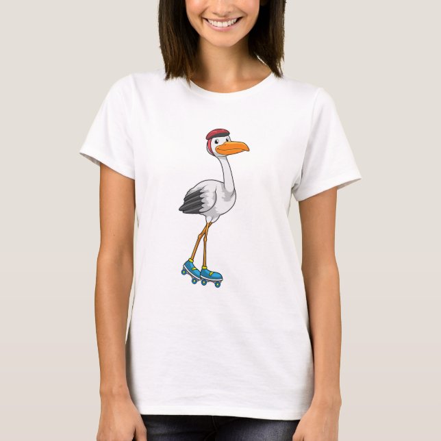 Camiseta Stork como patinador en línea con patines de patin (Anverso)