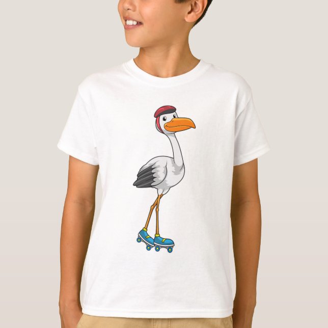 Camiseta Stork como patinador en línea con patines de patin (Anverso)