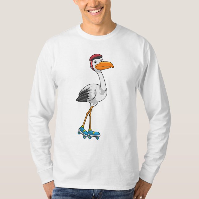 Camiseta Stork como patinador en línea con patines de patin (Anverso)