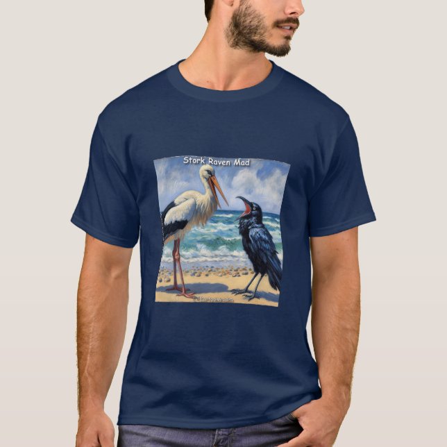 Camiseta Stork Raven Mad – Beach Bird Banter (Anverso)