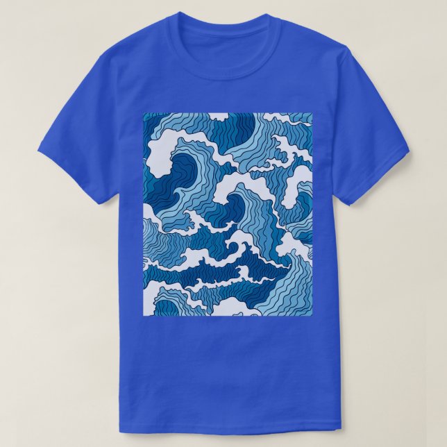 Camiseta Stormy Blue Ocean Waves Japanese Art (Diseño del anverso)