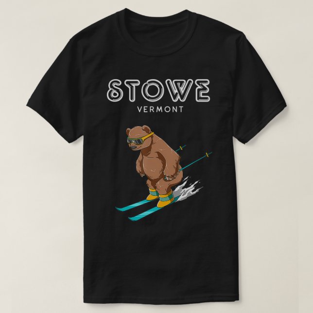 Camiseta Stowe Vermont Funny Ski Grizzly (Diseño del anverso)
