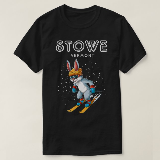 Camiseta Stowe Vermont Funny Ski Rabbit (Diseño del anverso)
