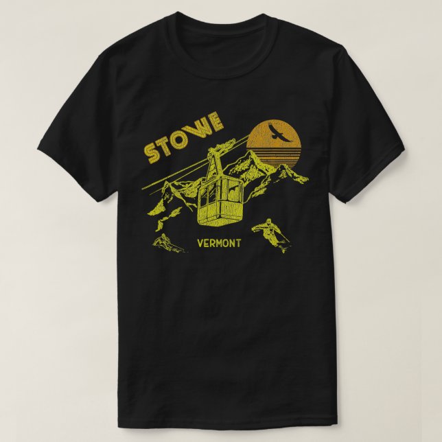 Camiseta Stowe Vermont Retro Skiing (Diseño del anverso)
