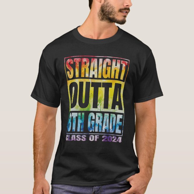 Camiseta Straight Outta 8th Grade Tee Graduation 2024 Tie D (Anverso)