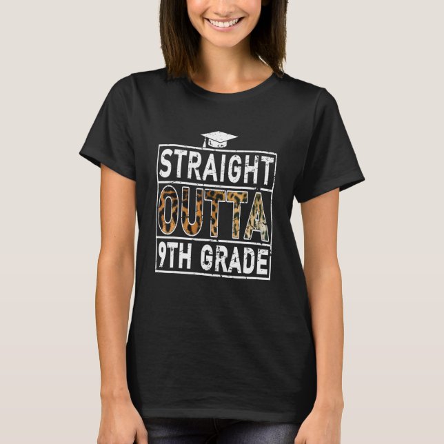 Camiseta Straight Outta 9Th Grade T-shirt Leopard Lover Kid (Anverso)