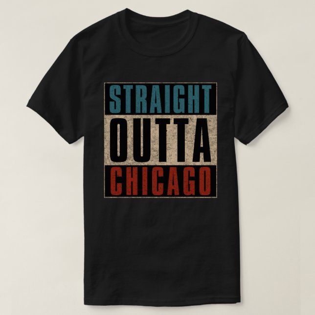 Camiseta Straight Outta Chicago Illinois IL USA (Diseño del anverso)