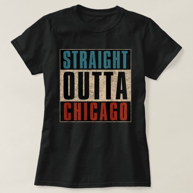 Camiseta Straight Outta Chicago Illinois IL USA (Diseño del anverso)