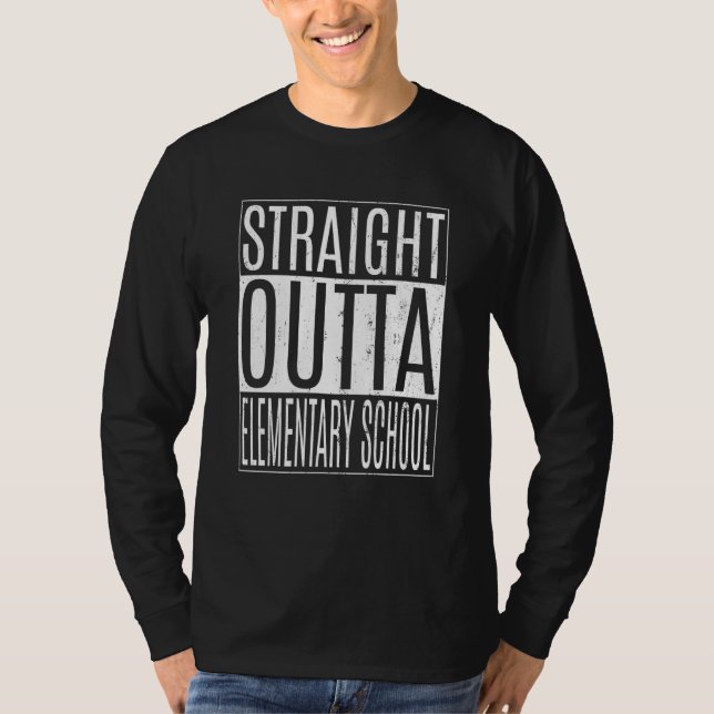 Camiseta Straight Outta Elementary School Tees Class Gradua (Anverso)