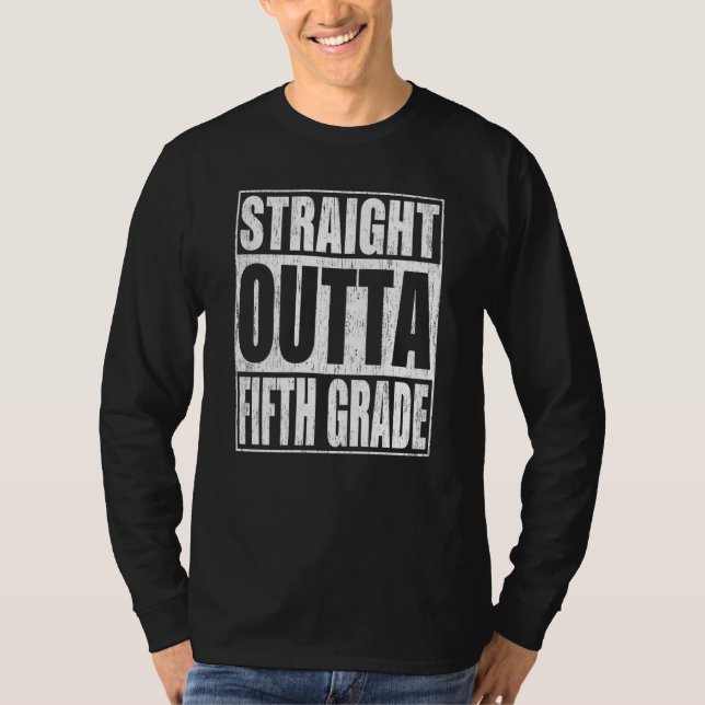 Camiseta Straight Outta Fifth Grade 5th Grade School Gradua (Anverso)
